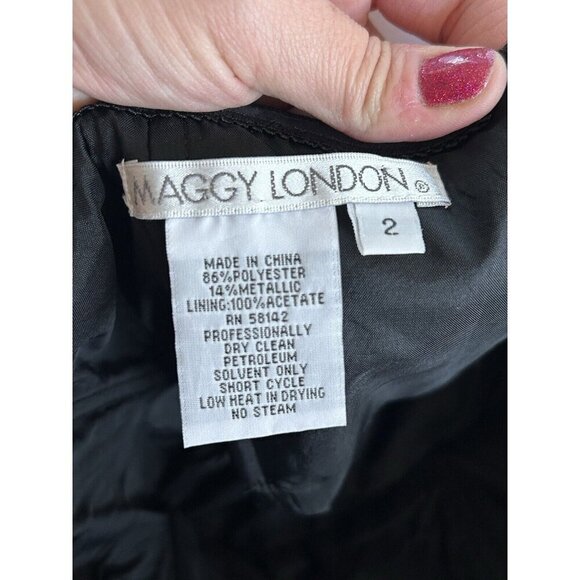 Maggy London Size 2 Women's Black & Blue Glitter Cocktail Party Dress Beadwork - Picture 6 of 6